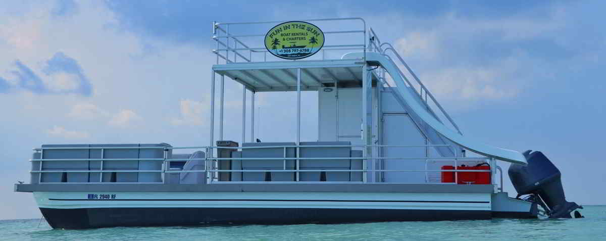 30 foot Double Decker Saltwater Pontoon Boat with slide